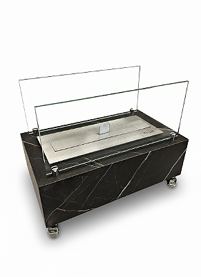 Lareira Ecológica MDF Marmorizado - Queimador Básico 40 Com Vidros