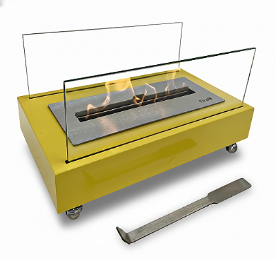 Lareira Ecológica Veneza Amarela - Queimador Slim 40 - Base Álcool (etanol)