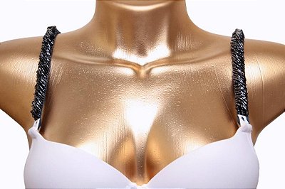 Alças de Sutiã Azul Com Canutilhos Torcidos