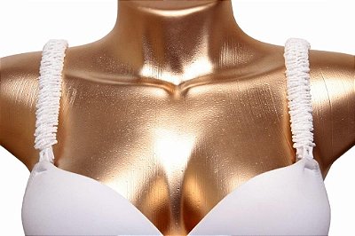 Alças de Sutiã branca com vidrilhos espelhados