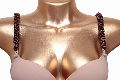 Alças de Sutiã marrom com canutilhos e missangões