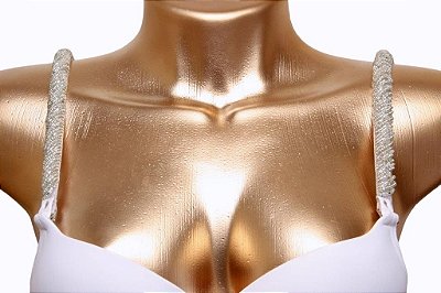 Alça de sutiã cor prata com vidrilhos espelhados