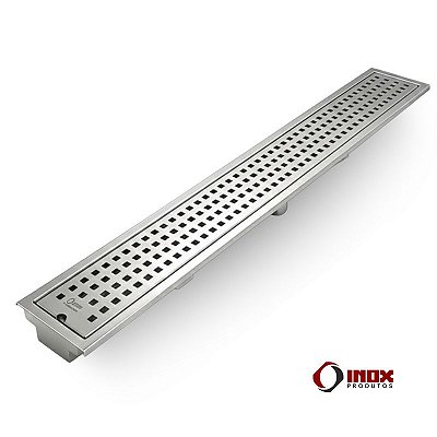 Ralo G104 com Saída Embaixo no Centro - Grelha com Furos Quadrados