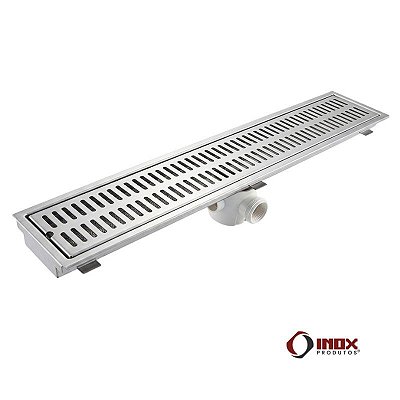 Ralo Classic com Sifão em PVC - Ralo Industrial Inox Sifonado com Cesto Coletor de Resíduos - Grelha com Furos Oblongos