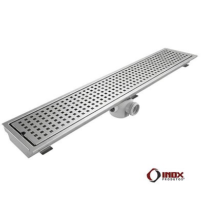Ralo G104 com Sifão em PVC - Ralo Industrial Inox Sifonado com Cesto Coletor de Resíduos - Grelha com Furos Quadrados