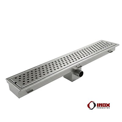 Ralo G10 Com Sifão Inox Com Saída Embaixo No Centro - Grelha com Furos Redondos