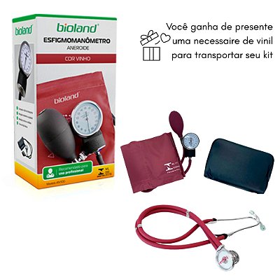 Kit Esfigmomanômetro Aneróide Bioland AN100 + Estetoscópio Rappaport Cores