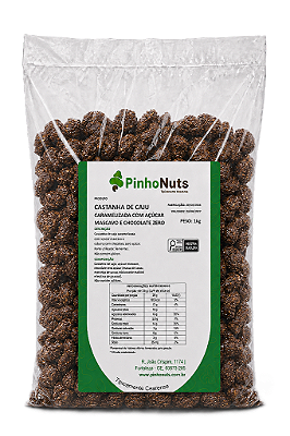 Castanha de Caju Caramelizada com Açúcar Mascavo e Chocolate Zero - Pinho Nuts