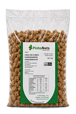 Coco em Cubos Caramelizado com Gergelim - Pinho Nuts