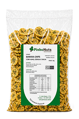 Banana Chips com Alho Cebola e Salsa - Pinho Nuts