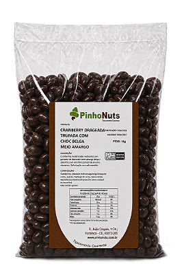 Cranberry Drageada Trunfada com Choc Belga Meio Amargo - Pinho Nuts