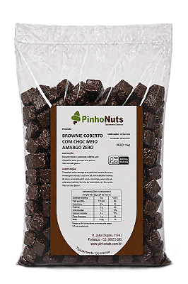 Brownie Coberto com Choc Meio Amargo Zero - Pinho Nuts