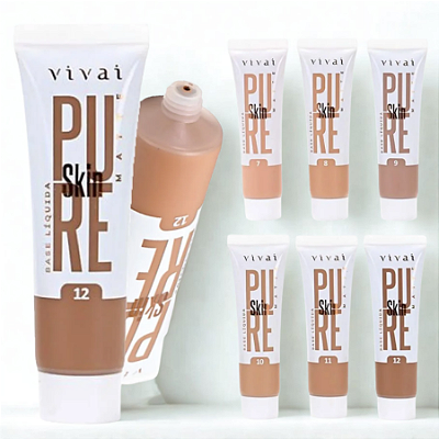 Base Líquida Matte Pure Skin Vivai Pele Escura
