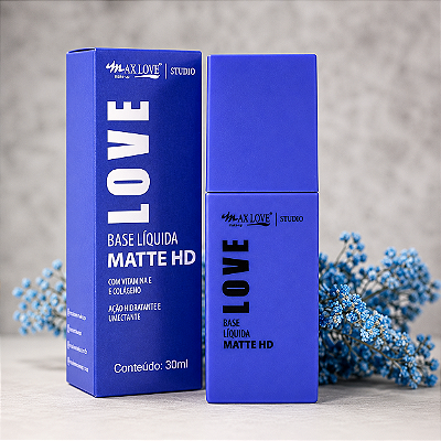 Base Líquida Matte HD Max Love Alta Cobertura Vitamina E 30ml