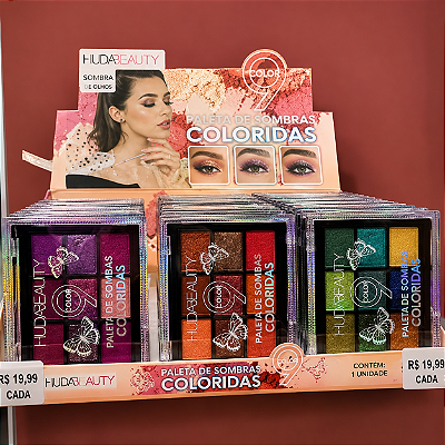 Paleta de Sombras Huda Beauty Colorida 9 Cores Alta Pigmentação