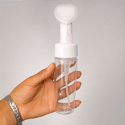 Frasco Pump Coração Espumador com Escova de Silicone Recarregável