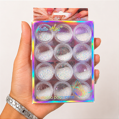 Kit Glitter Flocado 12 Cores para Unhas e Maquiagem Artística
