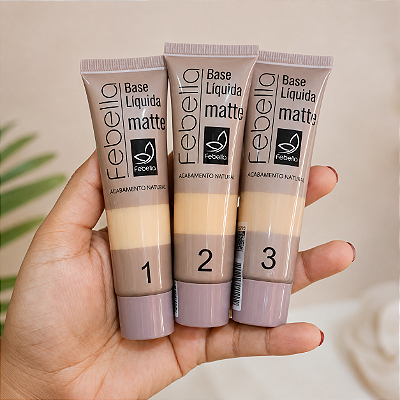 Base Líquida Matte Febella 30ml Alta Cobertura Controle Oleosidade