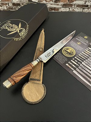 Faca Artesanal Forjada 10” Botão Integral em Aço Carbono Cabo em Curunilha