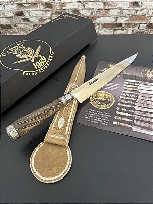 Faca Artesanal 10” Aço Carbono – Cabo em Guajuvira Retovada com Alpaca