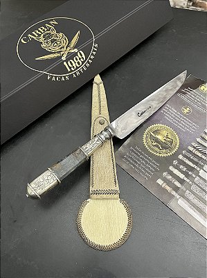 Faca Artesanal Forjada 8” em Aço Carbono Cabo em Maple Burl