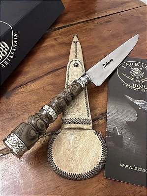 Faca Artesanal Forjada 8” em Aço Carbono 52100 Cabo em Guajuvira Torneada