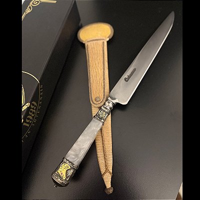 Faca Forjada em Aço Carbono Brutforged 10 Polegadas com Cabo em Madrepérola e Adornos em Alpaca