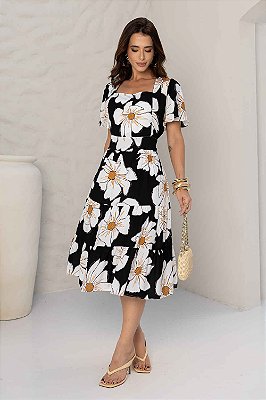 Vestido Margarida Midi Três Marias em Viscolinho