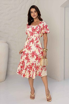 Vestido Marselha Midi Três Marias em Viscolinho