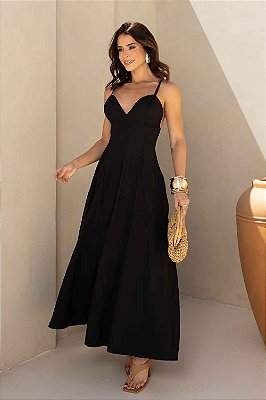 Vestido Midi Essence com Decote