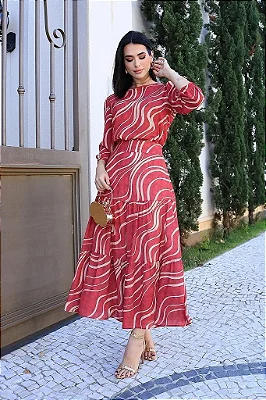 Conjunto Encanto Vermelho de Saia e Blusa