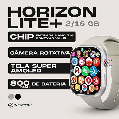 Horizon Lite + 4G Câmera Rotatória | 2GB + 16GB | Celular de Pulso Slim