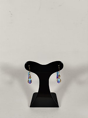 Brinco Argola Cristais Azul e Roxo