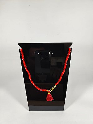 Colar de Cristais Vermelho Intenso com Tassel