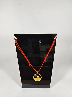 Fio de Exu Vermelho com Medalhão Resinado - Guardião