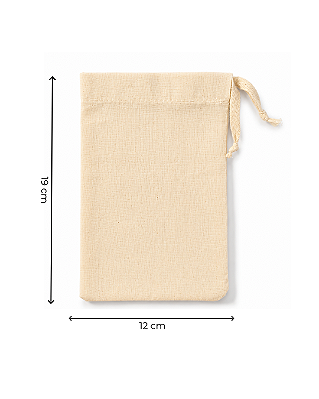 Saquinho de Algodão Cru 12x19 cm (LxA) pct 5 und
