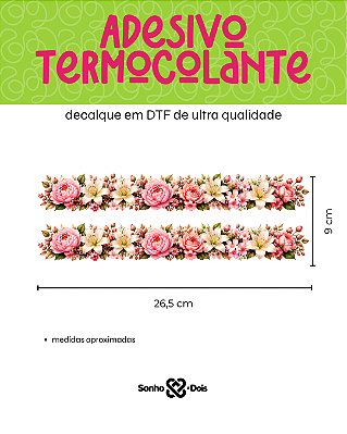 DTF Têxtil Barrado 27x11cm Floral