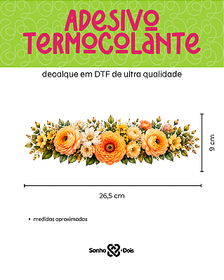 DTF Têxtil Barrado 27x11cm Floral