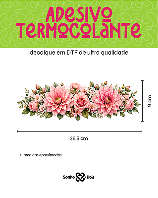 DTF Têxtil Barrado 27x11cm Floral
