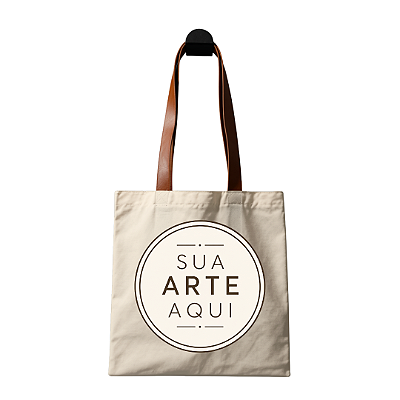 Ecobag PERSONALIZADA Sacolas Ecológicas c/ alça de couro sintético 30x40 cm (LxA) 100% Algodão Cru Lisa