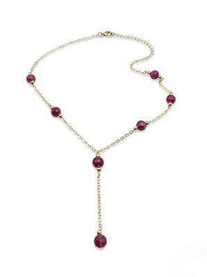 Colar Gravatinha Cristal Rosa Feminino