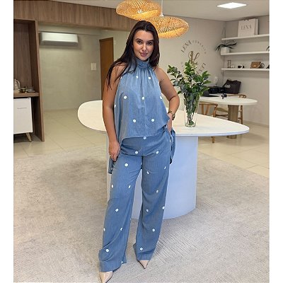CALÇA MADRI POÁ AZUL JEANS 40