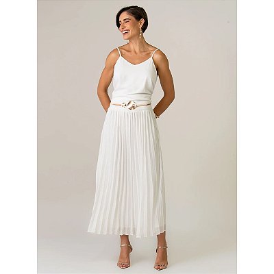 SAIA MIDI PLISSADA BRANCO 36