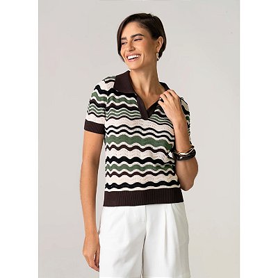 BLUSA TRICOT POLO VERDE OLIVA M