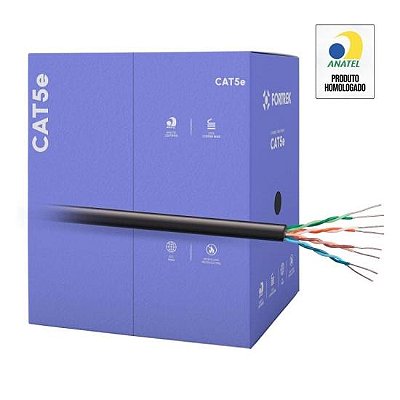 Cabo de Rede CAT5e 305m Fortrek FK 500C CMX Preto - CX / 305