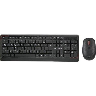 Kit Teclado e Mouse Sem Fio C3Tech W70BK Preto