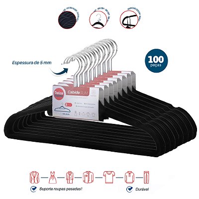 Cabides De Veludo Kit C/ 100 Peças