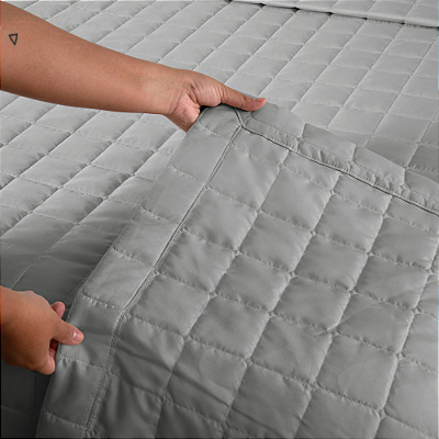 Kit Cobre Leito Matelado Dupla Face Soft 3 Peças King 100% Poliéster - Cinza