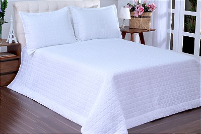 Kit Cobreleito Magnifico Dupla Face Queen Branco 03 peças