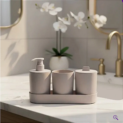 Kit Acessórios para Banheiro 4 Peças – Porta Escova e Sabonete